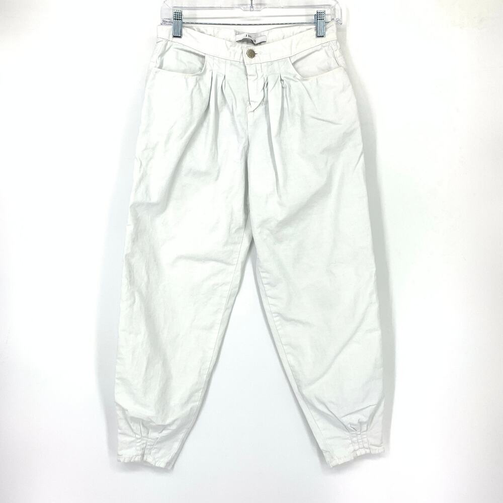 J. Brand Women's Sz 24 Le Baggie Relaxed Slouchy Crop Twill Pants White *READ